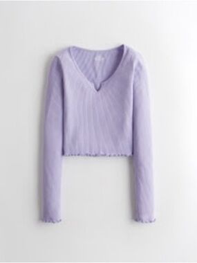 Hollister Lavender Ribbed Notch-Neck Baby Tee